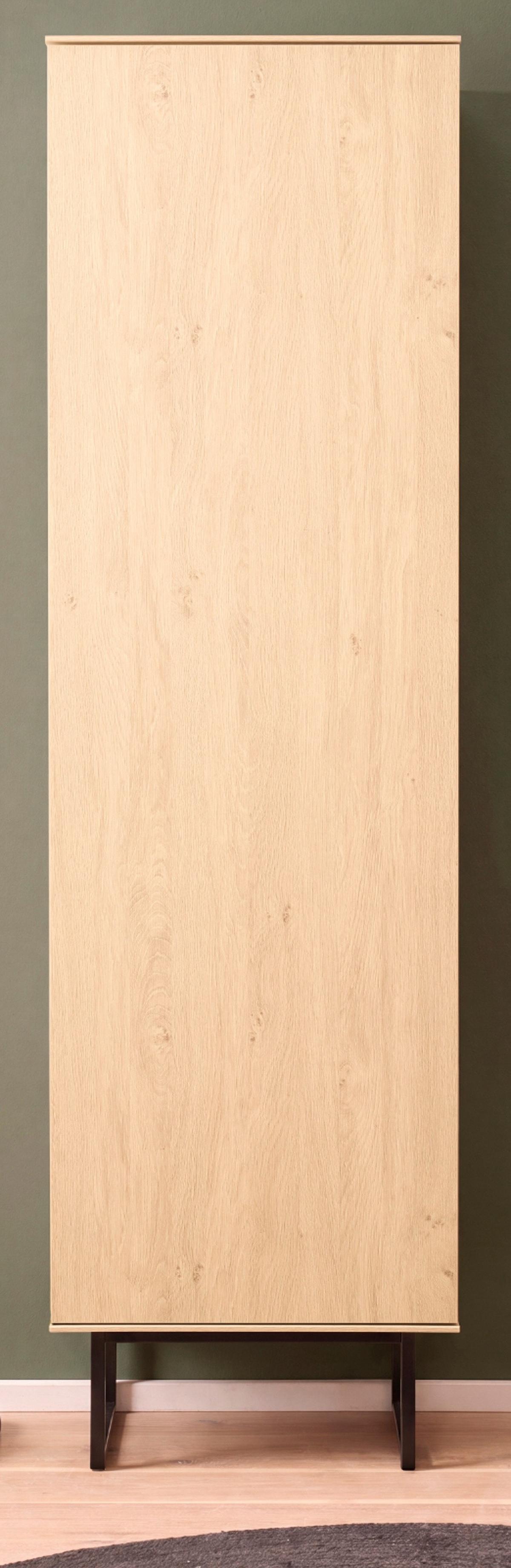 GARDEROBENSCHRANK Stone Eiche 58 x 200 cm, großer Schuhschrank mit Push-to-Open - Eichefarben/Schwarz, Holzwerkstoff/Metall (58/200/40cm) - Furn.Design