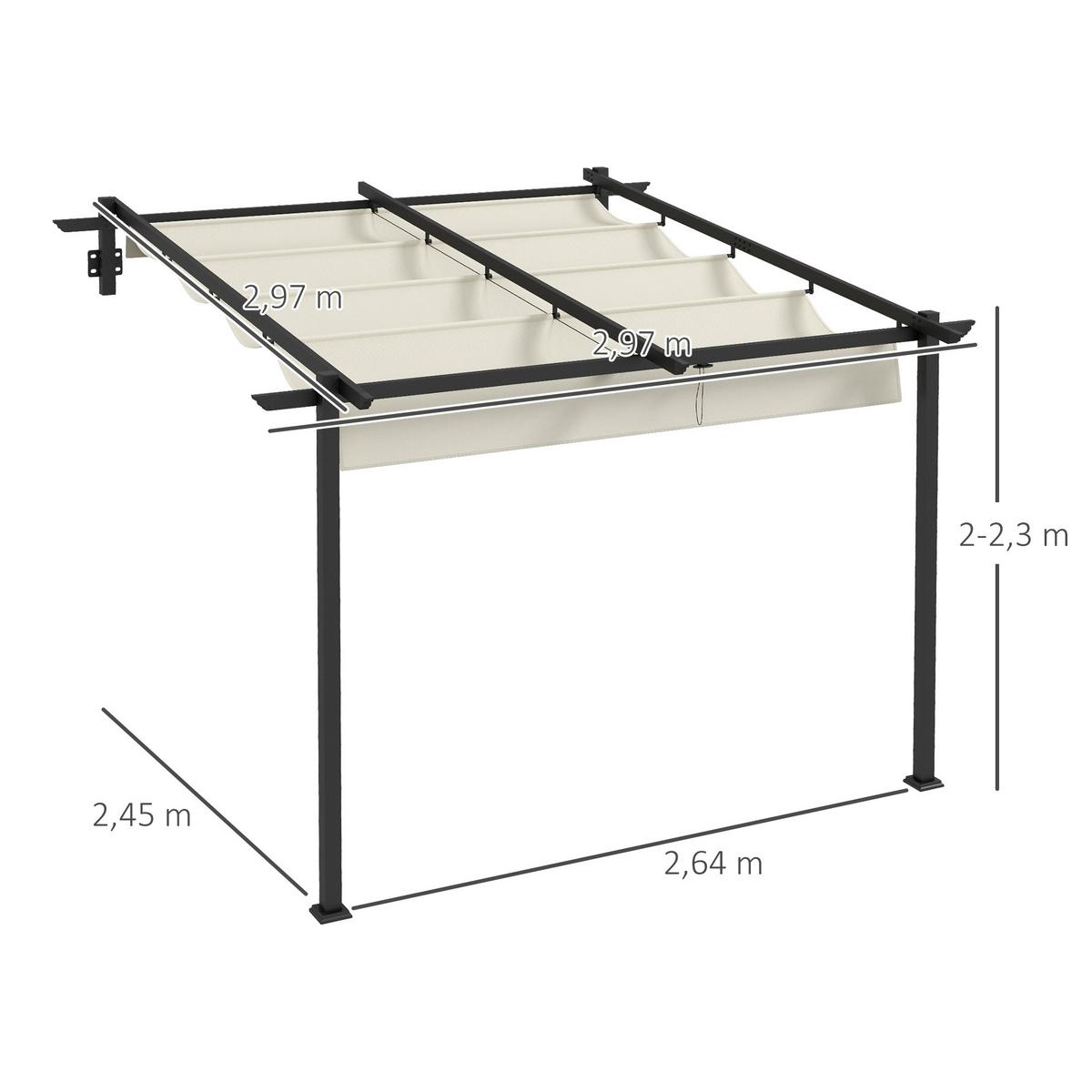 PERGOLA Winddicht Stahl+Polyester Crème - Creme, Metall (297/230/297cm) - Outsunny