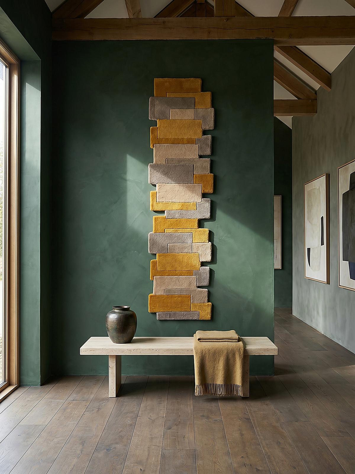 WOLLTEPPICH HALLEIN, geometrisch, Senfgelb, 60 x 230 cm - Gelb, Textil (60/230cm) - KADIMA DESIGN