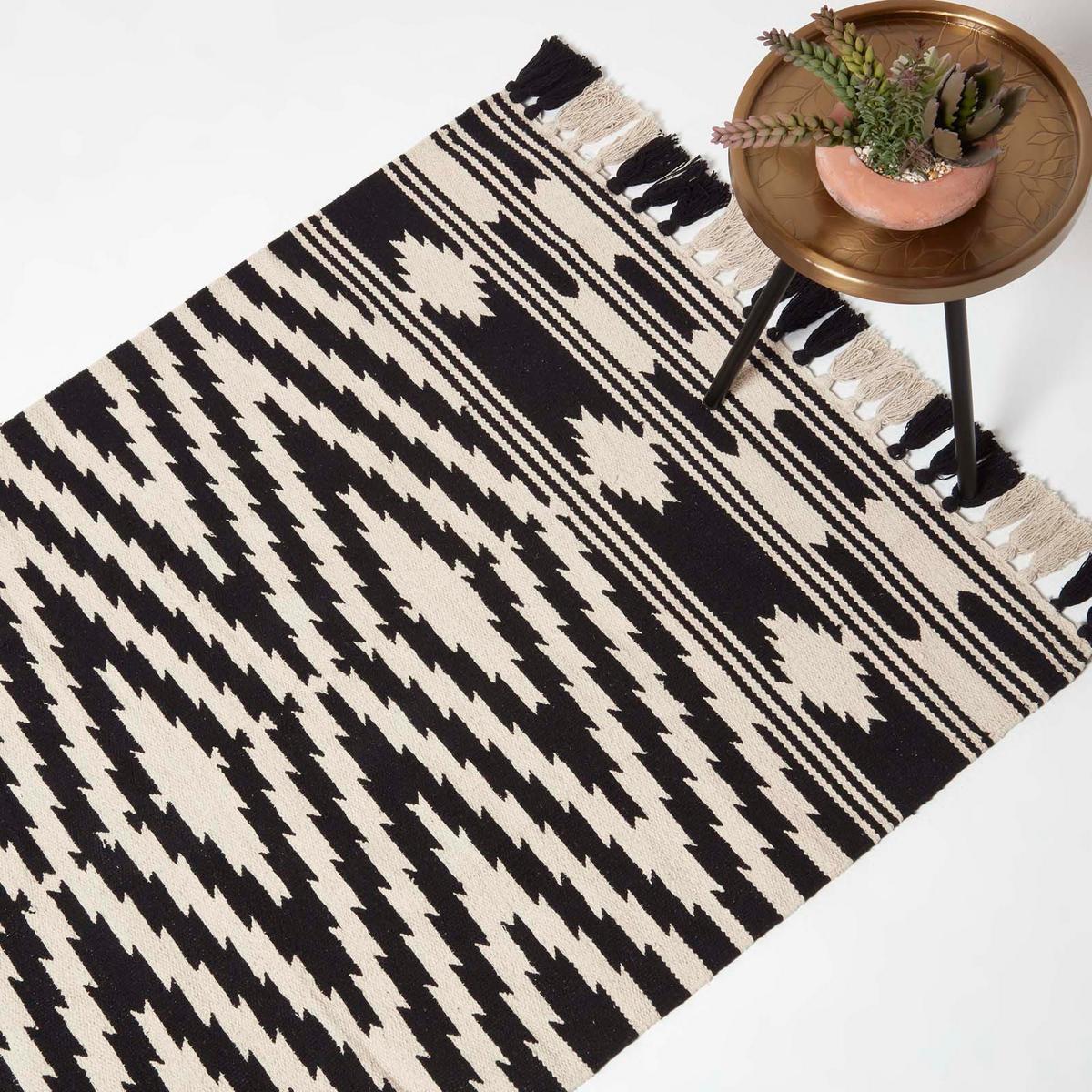 KELIM-TEPPICH Dinan handgewebt 120/170 cm - Schwarz, Textil (120/170cm) - Homescapes