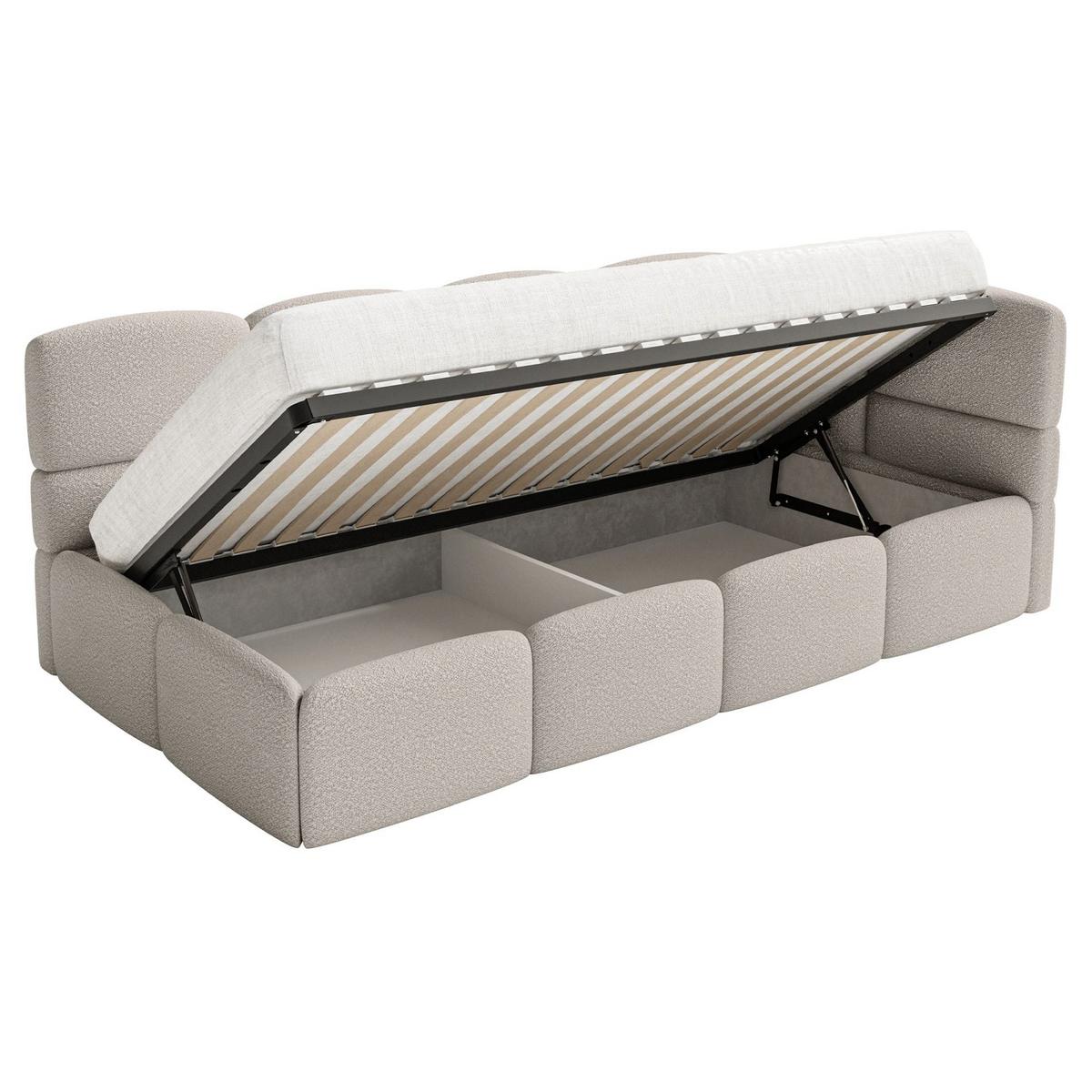 JUGENDBETT Cloudy rechts mit Matratze Bouclé Greige - Taupe, Kunststoff/Textil (90/200cm) - Selsey