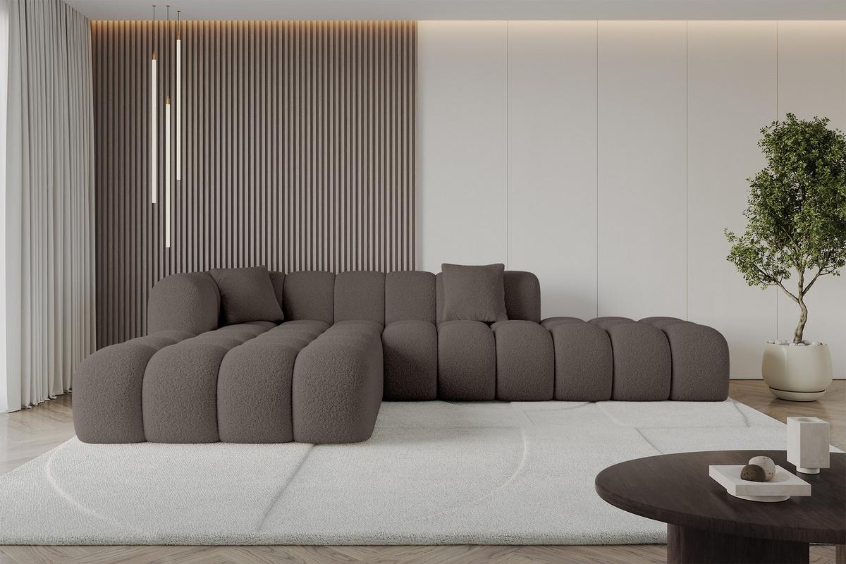 ECKSOFA Ottomane Links OLEA-L2 - 289x176x71 cm Braun - Dunkelbraun/Schwarz, Holzwerkstoff/Kunststoff (289/176cm)