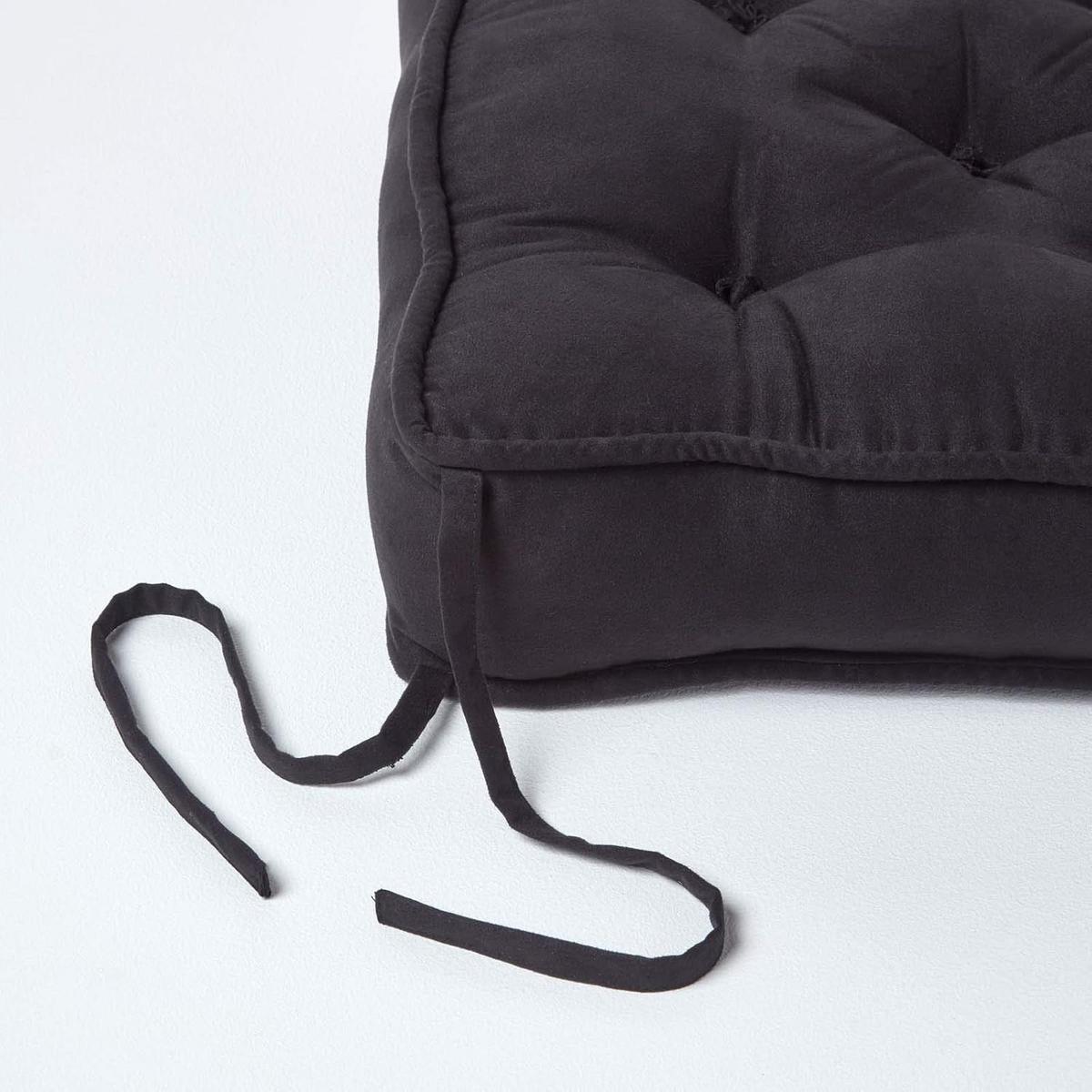SITZKISSEN schwarz 40/40/10 cm – Stuhlkissen Velours - Schwarz, Textil (40/40/10cm) - Homescapes