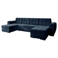 WOHNLANDSCHAFT Bari U - Silberfarben/Dunkelblau, Holz/Textil (326/86/157cm) - MIRJAN24