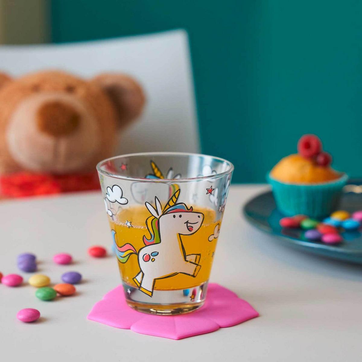 KINDERBECHER Bambini Einhorn 215 ml 6er Set - Weiß, Glas (0.215L) - Leonardo Living