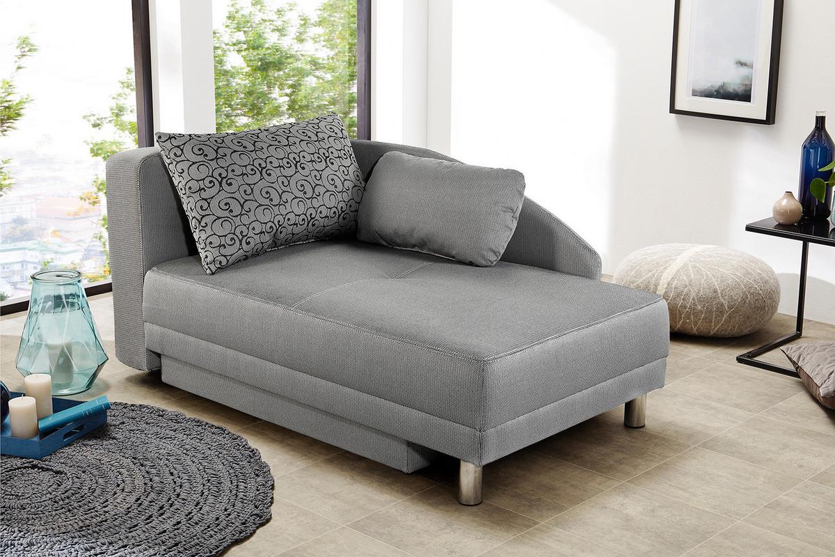 RÉCAMIERE-SCHLAFSOFA mit Bettkasten, Federkern, seitenverkehrt montierbar B149/T90/H80 cm, Liegefläche 200x84 cm, Webstoff Hellgrau / 15122 - Chromfarben/Hellgrau, Textil/Metall (149/80/90cm) - luma-home
