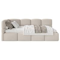 JUGENDBETT Cloudy Hellbeige 120 cm, Easy-Clean-Velours - Ecru/Schwarz, Kunststoff/Textil (120/200cm) - Selsey