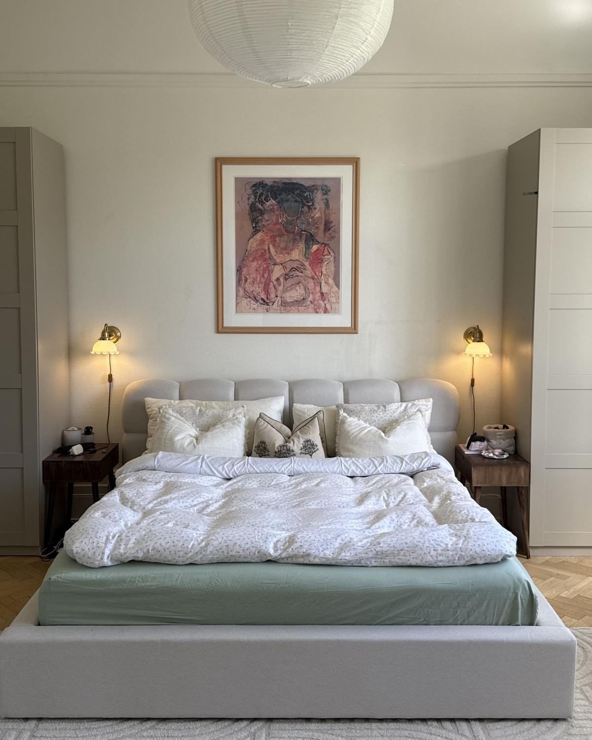 BETT mit Stauraum 180/200 cm Stoff Cremeweiß Baston - Creme, Textil (180/200cm) - Beliani