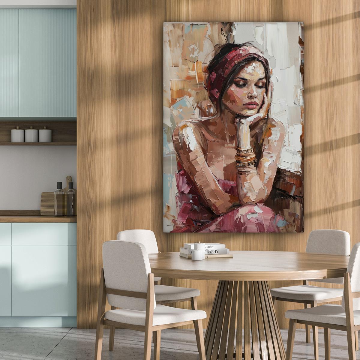 LEINWANDBILD Frau - Lackierung - Porträt - Modern Deko XXL 80x120 cm - Altrosa, Textil (80/120cm) - MuchoWow