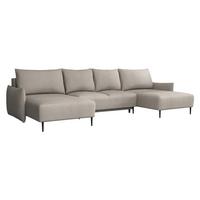 WOHNLANDSCHAFT Santi U - Beige/Schwarz, Holz/Textil (328/88/160cm) - MIRJAN24