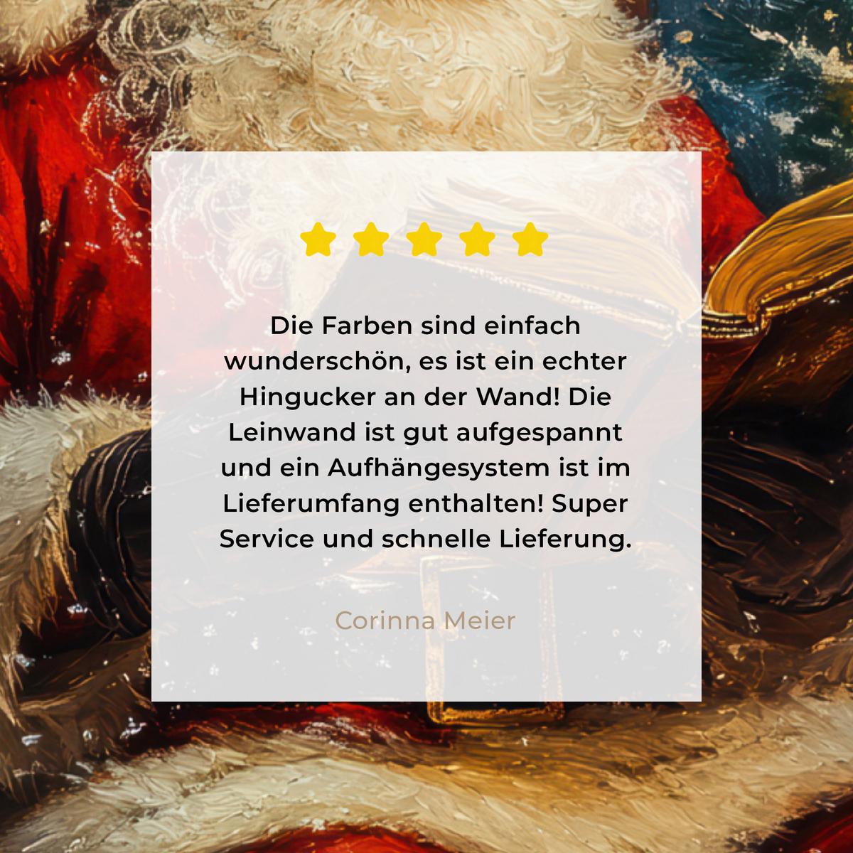 LEINWANDBILD Weihnachtsmann - Weihnachten - Winter - Weihnachtsbaum Wandbild Wohnzimmer 60x80 cm - Bordeaux, Textil (60/80cm) - MuchoWow