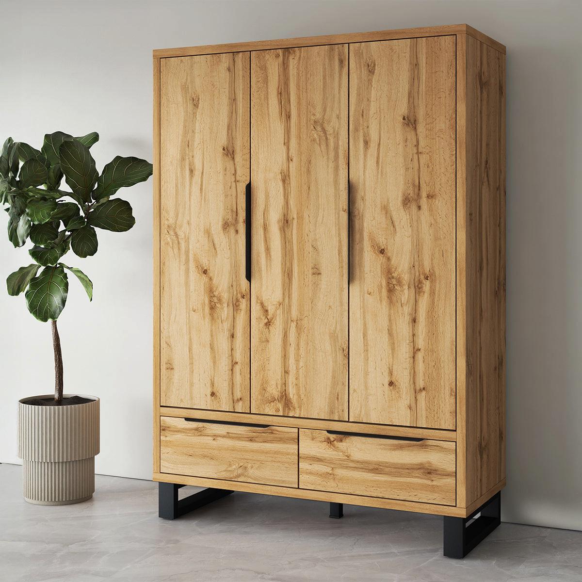 SCHRANK 3 Türen Eden Holz - Braun, Holzwerkstoff (145/210.3/60cm) - Petits-meubles