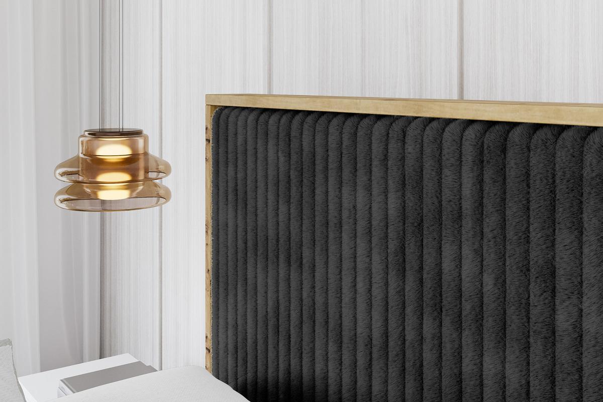 POLSTERBETT mit Bettkasten und Lattenrost, Boxbett mit Stauraum und Kopftei ohne Matratze - ENZO10 140x200 Schwarz - Schwarz, Holzwerkstoff/Textil (140/200cm) - ALTDECOR