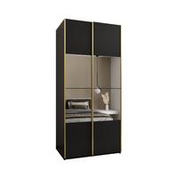 SCHWEBETÜRENSCHRANK 245,5/110/64 2-türig - Goldfarben/Schwarz, Holz/Metall (110/245/64cm) - Abiks Möbel