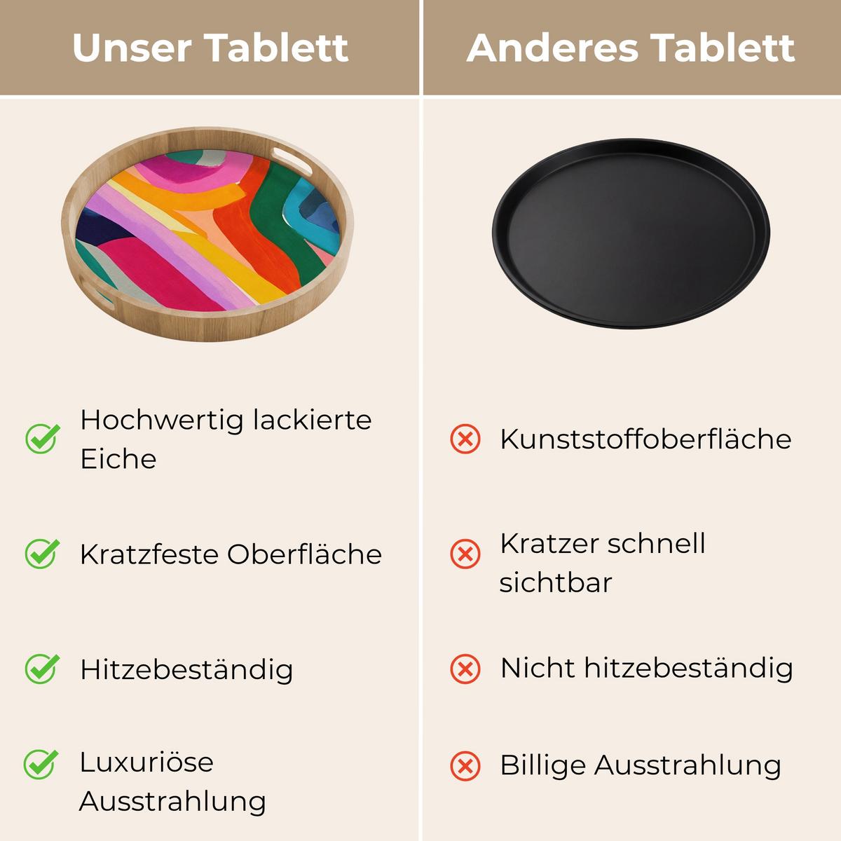 TABLETT Abstrakt - Bunt - Wellen - Linien 50x50 cm - Multicolor, Holz (50/5/5cm) - OnlyWow