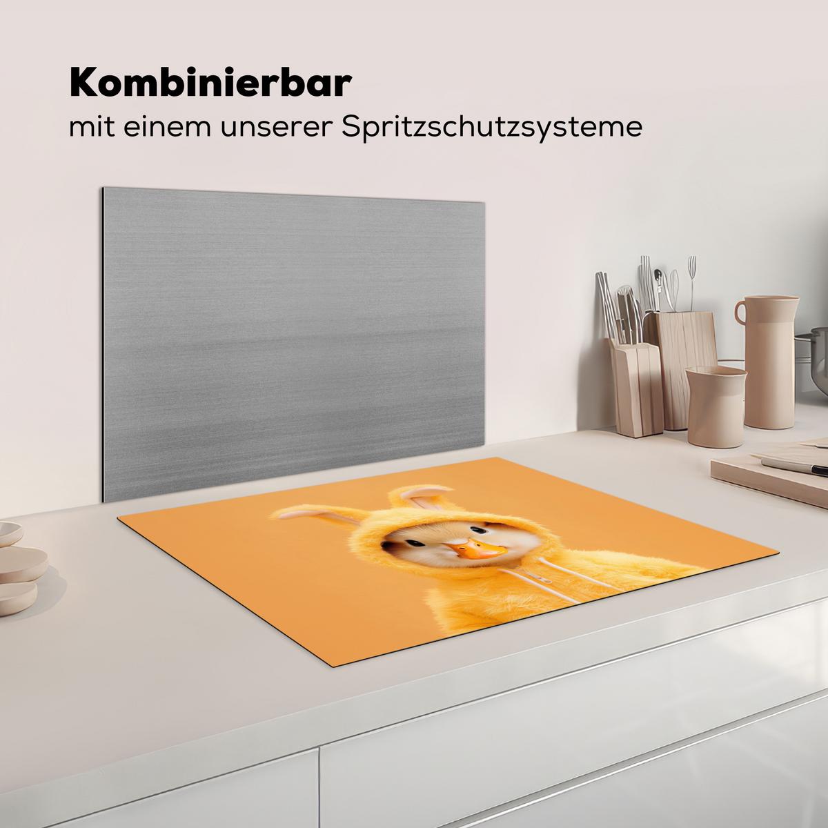 HERDABDECKPLATTE Osterhase - Kostüm - Ente Induktionsmatte 71x52 cm - Gelb, Kunststoff (71/52/0.2cm) - MuchoWow