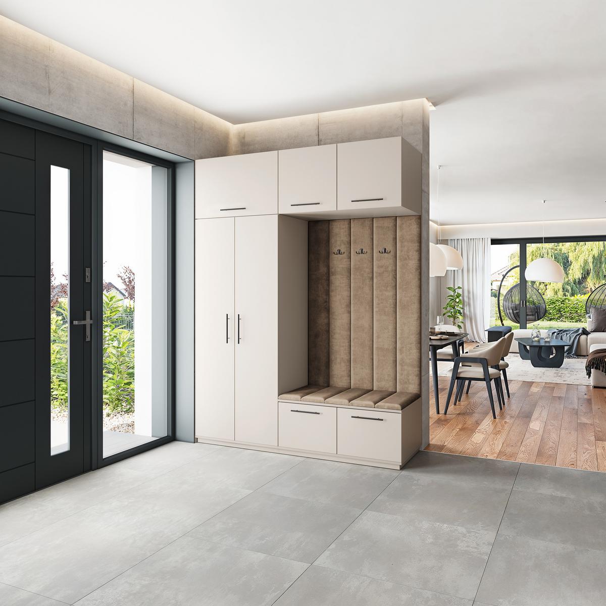 GARDEROBENSCHRANK REMA 180/240/60 cm Modern Garderobe-Set Kaschmir - Kaschmir/Mokka, Holzwerkstoff (180/240/60cm) - MASSENO