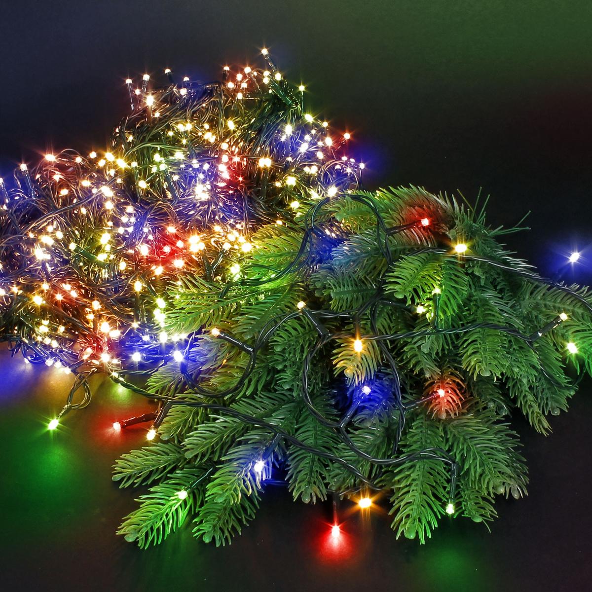 LED CLUSTER LICHTERKETTE Bunt 36m 1800LED 8 Modi Timer Innen/Außen - Grün, Kunststoff (360cm) - ECD-Germany