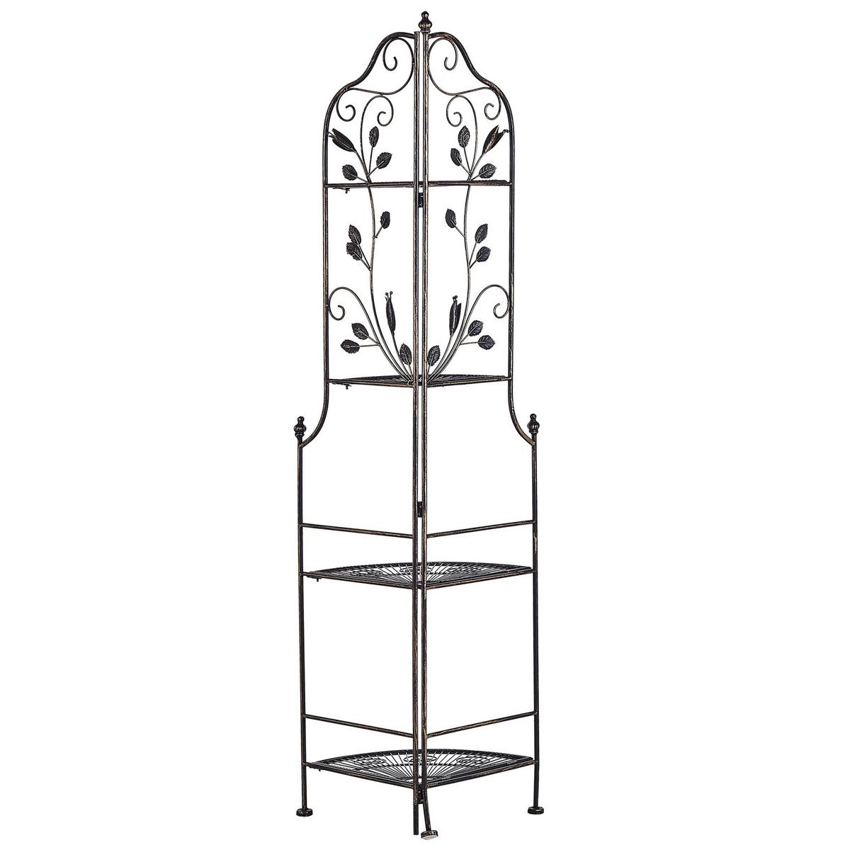 ECKREGAL schwarz Metall 4 Ablageflächen klappbar Siderno - Goldfarben/Schwarz, Metall (35/158/35cm) - Beliani