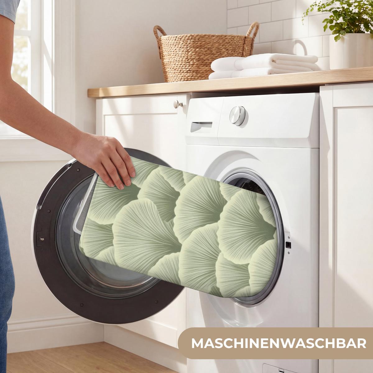 BADEMATTE Fächer - Blatt - Grün 60x120 cm - Pastellgrün, Textil (60/120cm) - OnlyWow