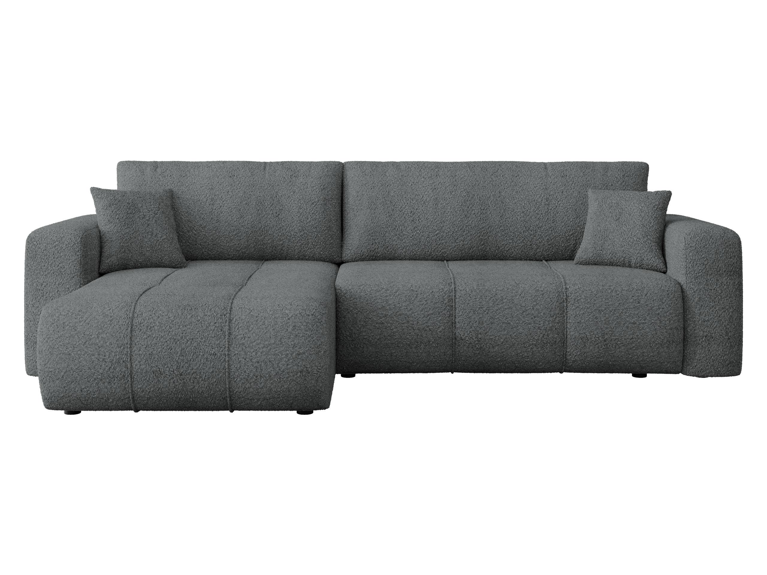 ECKSOFA Furyn Maxi Boucle - Dunkelgrau/Schwarz, Holzwerkstoff/Kunststoff (274/145cm) - MIRJAN24
