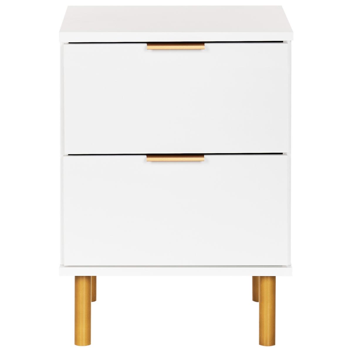 NACHTTISCH mit 2 Schubladen Weiß Walpole - Weiß, Holzwerkstoff (40/41/56cm) - Beliani