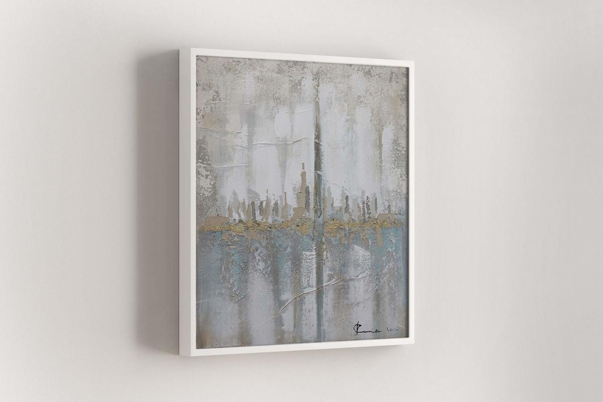 ACRYLBILD HANDGEMALT 80/80 cm - Blau/Grau, Holz/Textil (80/80cm) - KUNSTLOFT