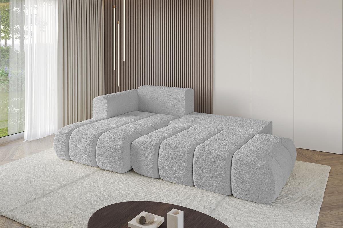 ECKSOFA Ottomane Links CLOUD-L 280x185x90 Hellgrau Bouclé - Hellgrau, Holzwerkstoff/Kunststoff (280/185cm) - ALTDECOR