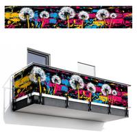 BALKON-SICHTSCHUTZ Straßenkunst - Bunt - Wand Groß 500x85 cm - Schwarz, Kunststoff (500/85cm) - MuchoWow