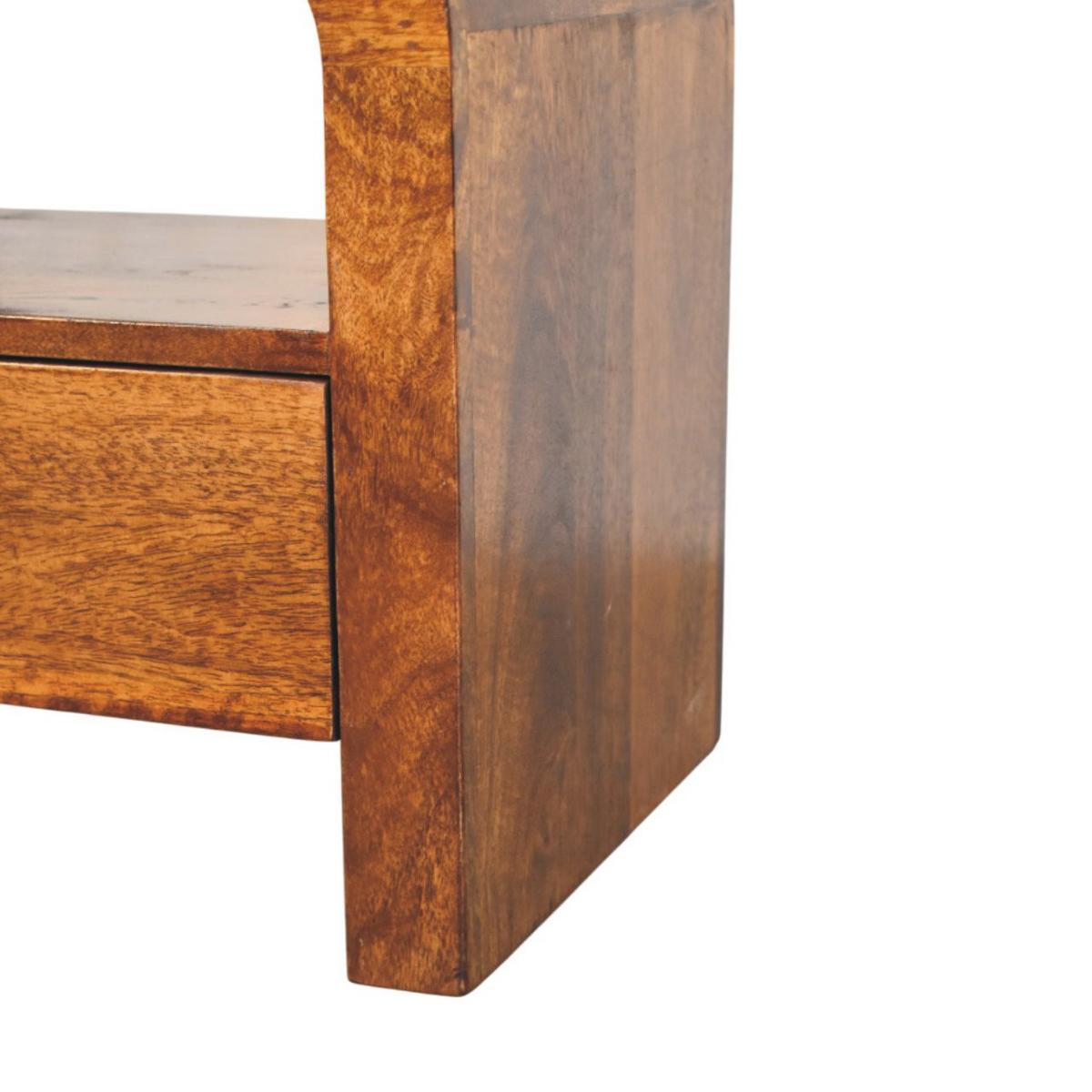 NACHTTISCH Massivholz Darcy Kastanienbraun, 1 Schublade und Offenes Regal, Dunkelbraun - Dunkelbraun/Messingfarben, Mangoholz/Holz (45/45/35cm) - Artisan Furniture