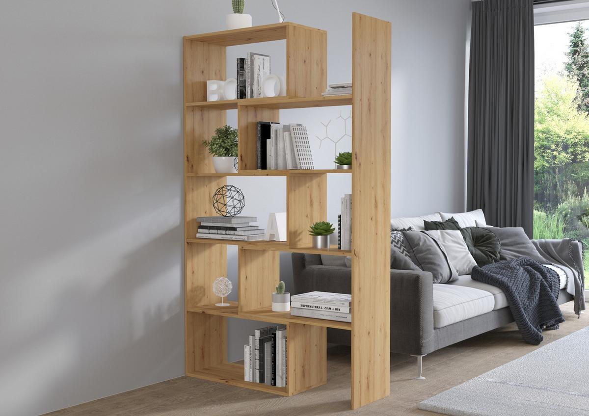 BÜCHERREGAL LORIS 125x33x188 cm, Regal Eiche Artisan - Eiche Artisan, Holzwerkstoff (125/188/33cm) - MASSENO