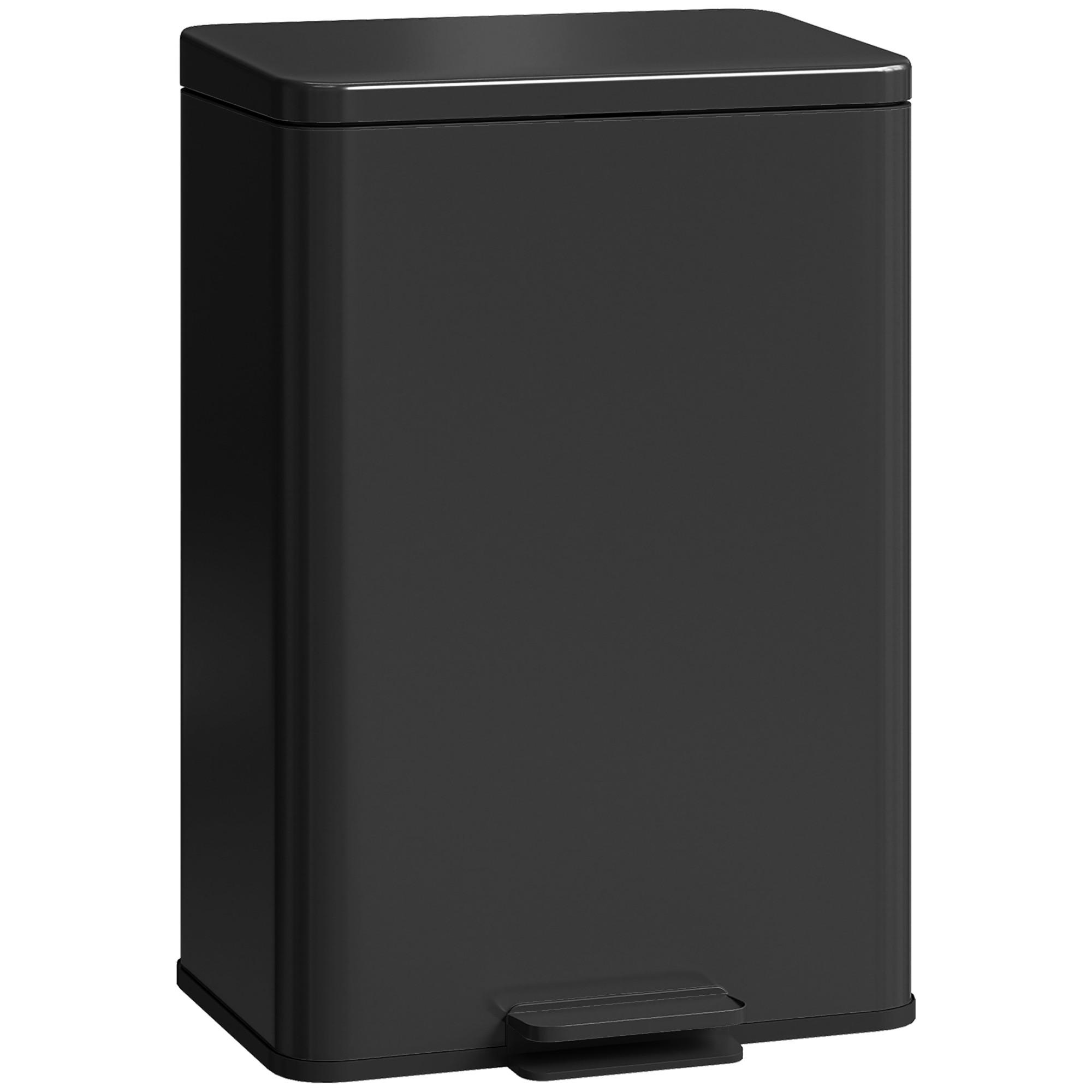 MÜLLEIMER Edelstahl Kunststoff Schwarz - Schwarz, Metall (30.6/44.2/34.2cm) - HOMCOM