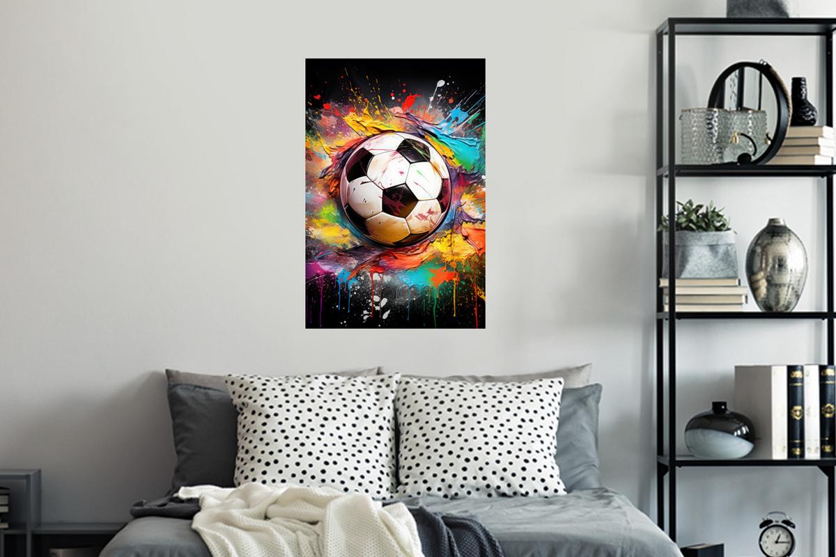 WANDTATTOO Fußball - Farbe - Farben - Schwarz - Weiß Wandbild 40x60 cm - Weiß, Kunststoff (40/60/0.1cm) - MuchoWow