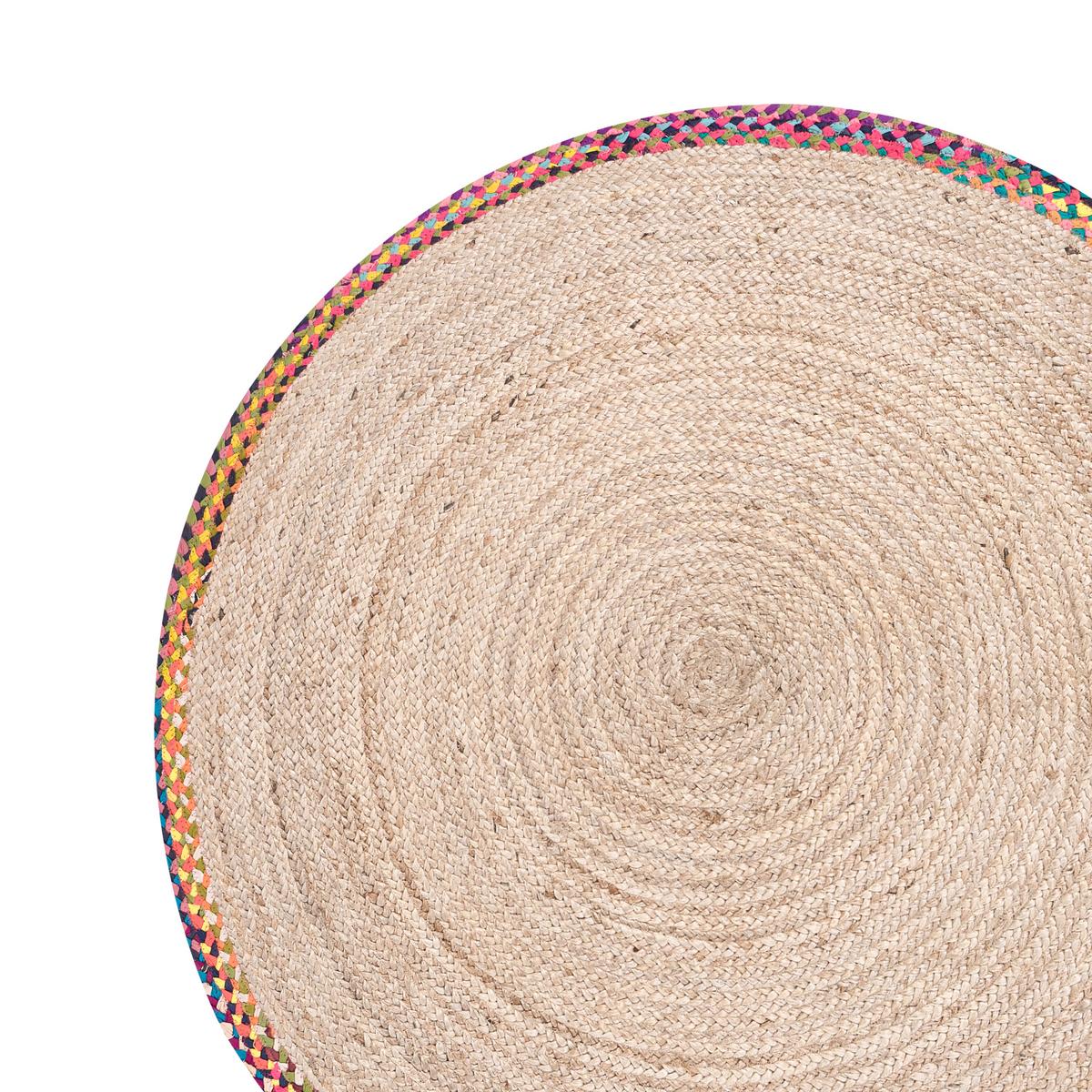 TEPPICH Bunt 120 cm Jute Satara - Beige, Textil (120/120cm) - Beliani