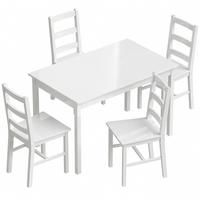 ESSGRUPPE 5er Set Kiefernholz Weiß - Weiß, Holz (73/75/118cm) - HOMCOM