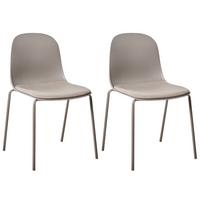KONFERENZSTUHL 2er-Set Taupe Dorr - Taupe, Kunststoff (50/85/54cm) - Beliani