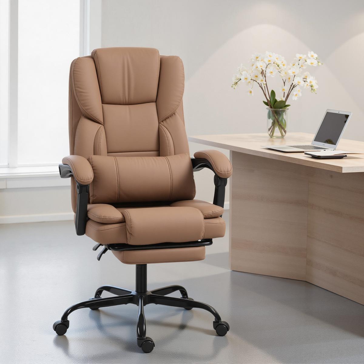 BÜROSTUHL Kunstleder Mehrschichtenplatte Braun - Schwarz/Braun, Leder/Kunststoff (65/119/67cm) - HOMCOM