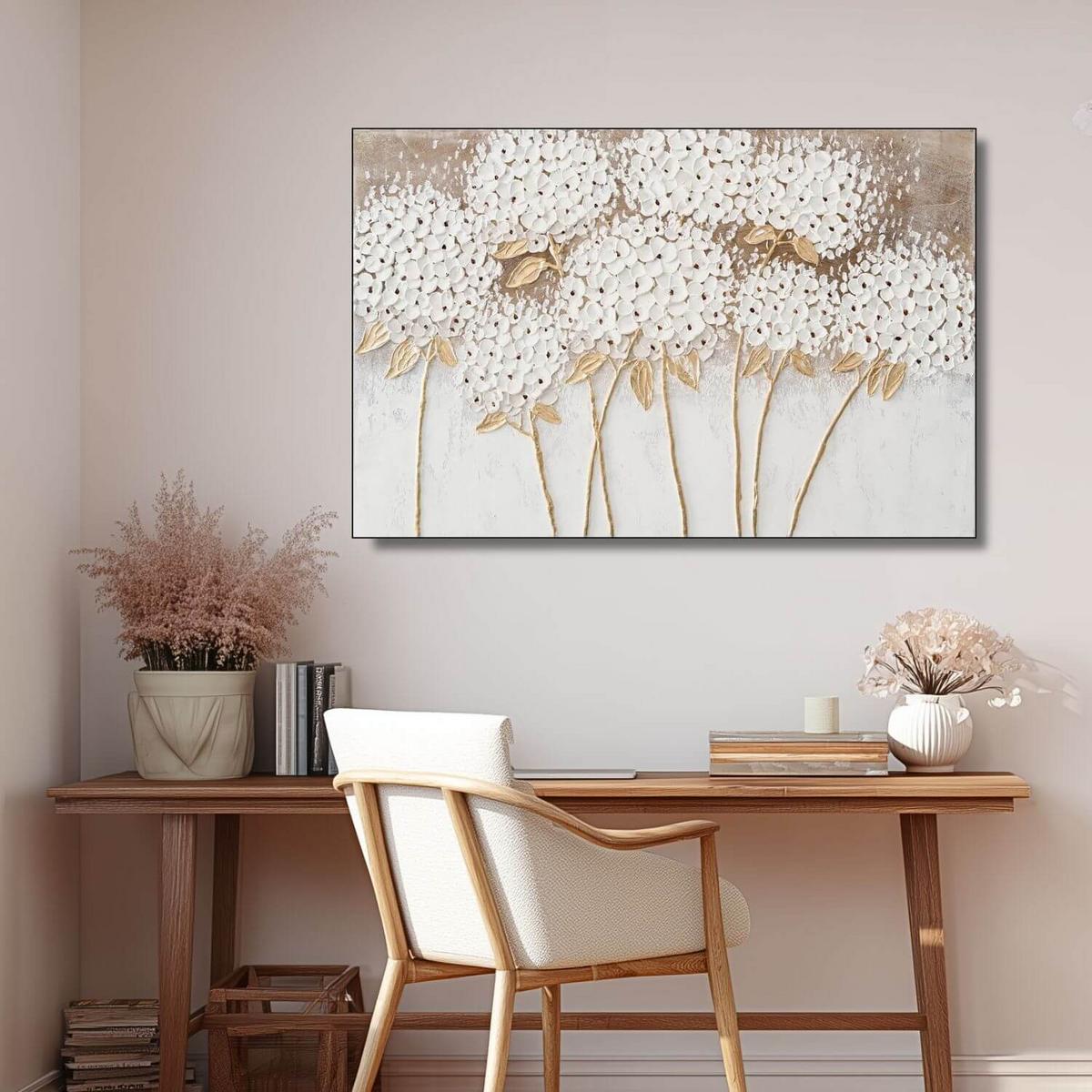ACRYLBILD HANDGEMALT 90/60 cm - Weiß/Braun, Holz/Textil (90/60cm) - KUNSTLOFT