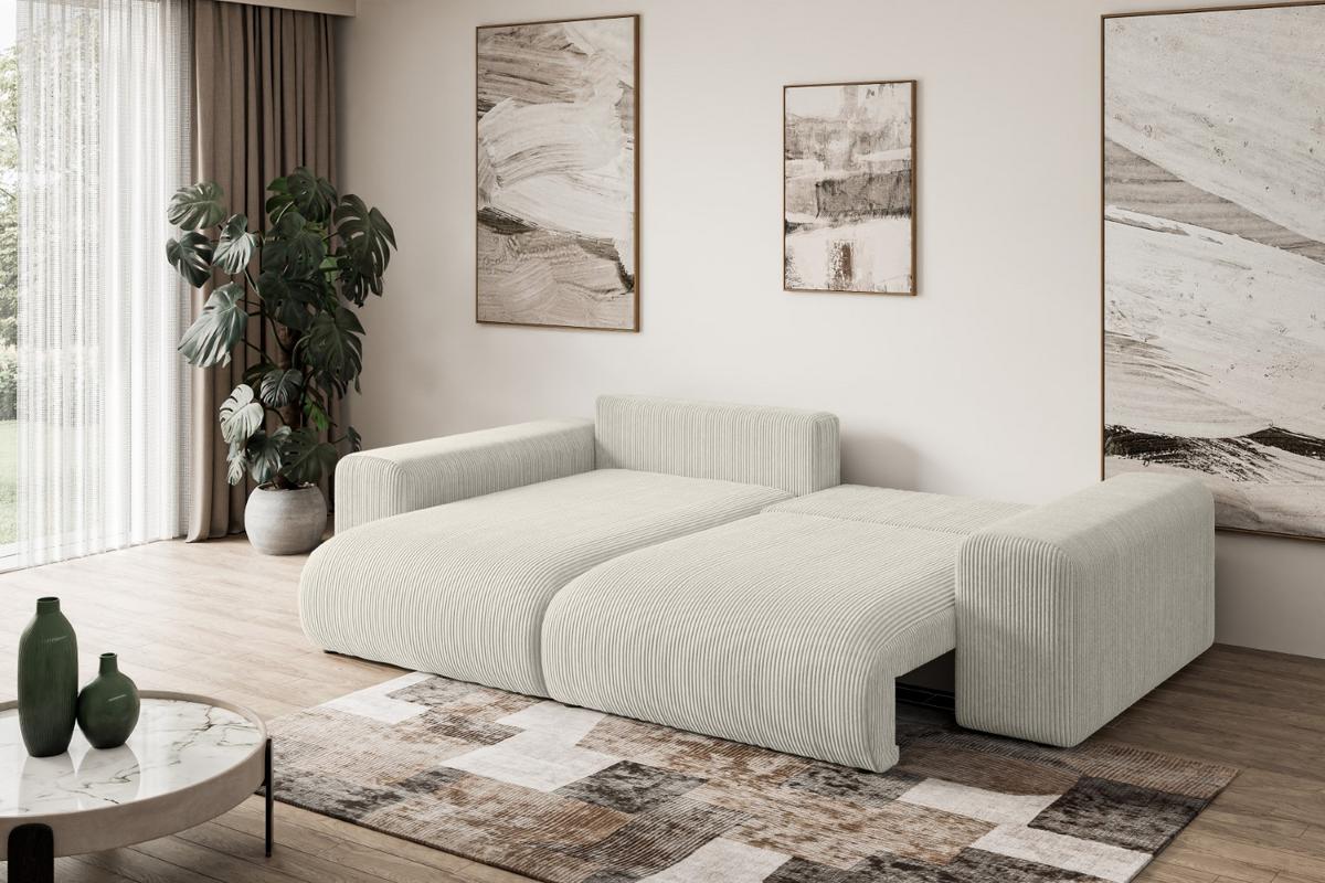ECKSOFA Ottomane links ESKAR-L 266x176x72 Creme Cord - Ecru/Creme, Holzwerkstoff/Kunststoff (266/176cm) - ALTDECOR