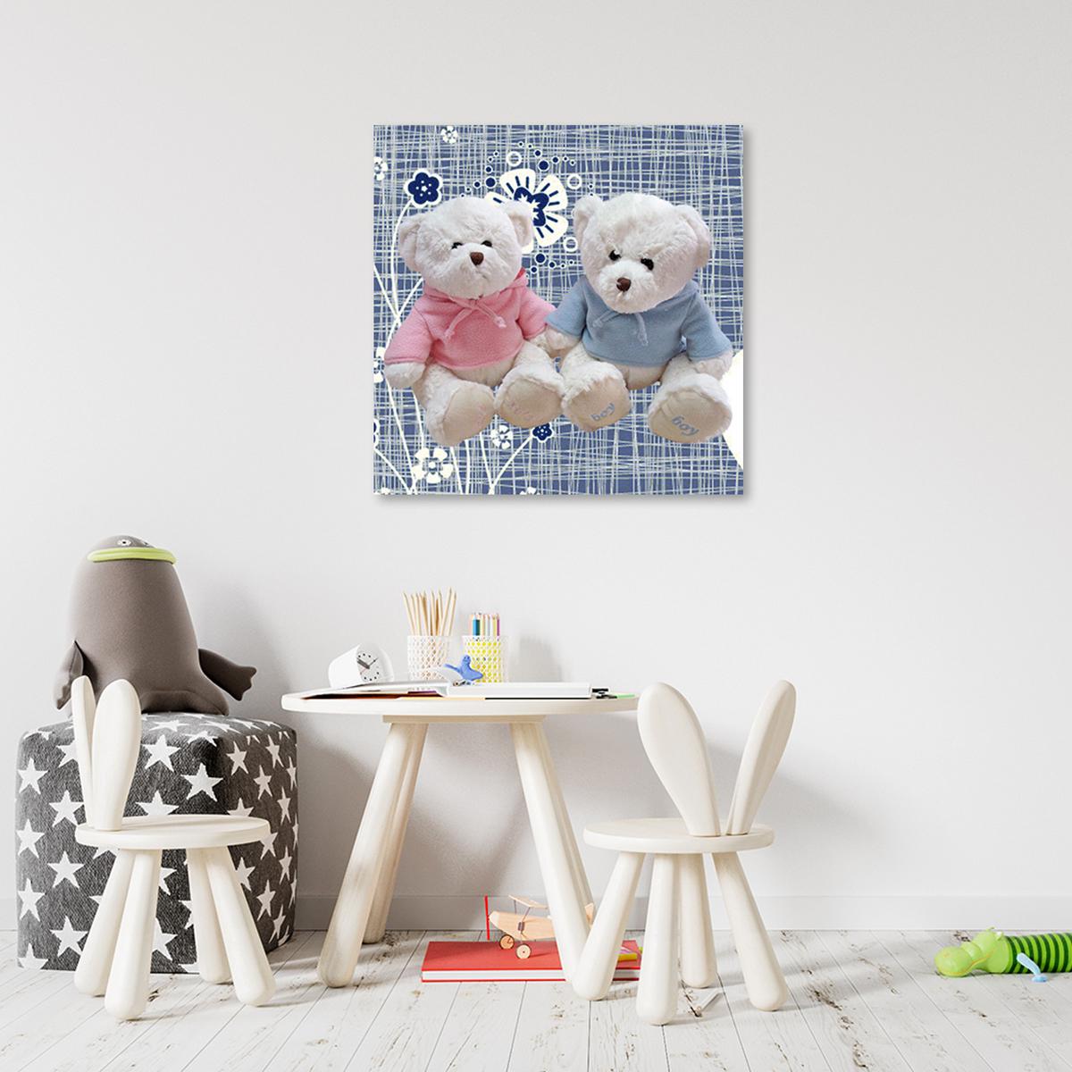 WANDBILD zwei teddybären - Grau, Textil (30/30cm) - Feeby