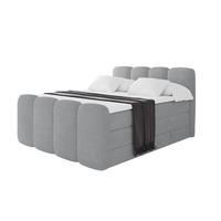 BOXSPRINGBETT mit Matratze H3/H4 - NINA-Z KING - 140x200 cm Grau - Silberfarben, Holzwerkstoff (140/200cm) - ALTDECOR