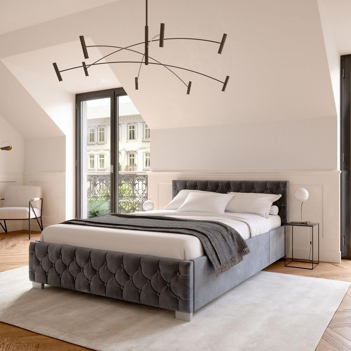 POLSTERBETT Nizza dunkelgrau 180x200 cm - Dunkelgrau, Holz (180/200cm) - Juskys