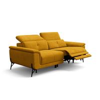 SOFA RELAX AVENA 3-Sitzer, gelber Veloursstoff - Gelb/Schwarz, Holz/Textil (204/80/108cm) - Courtois Laville