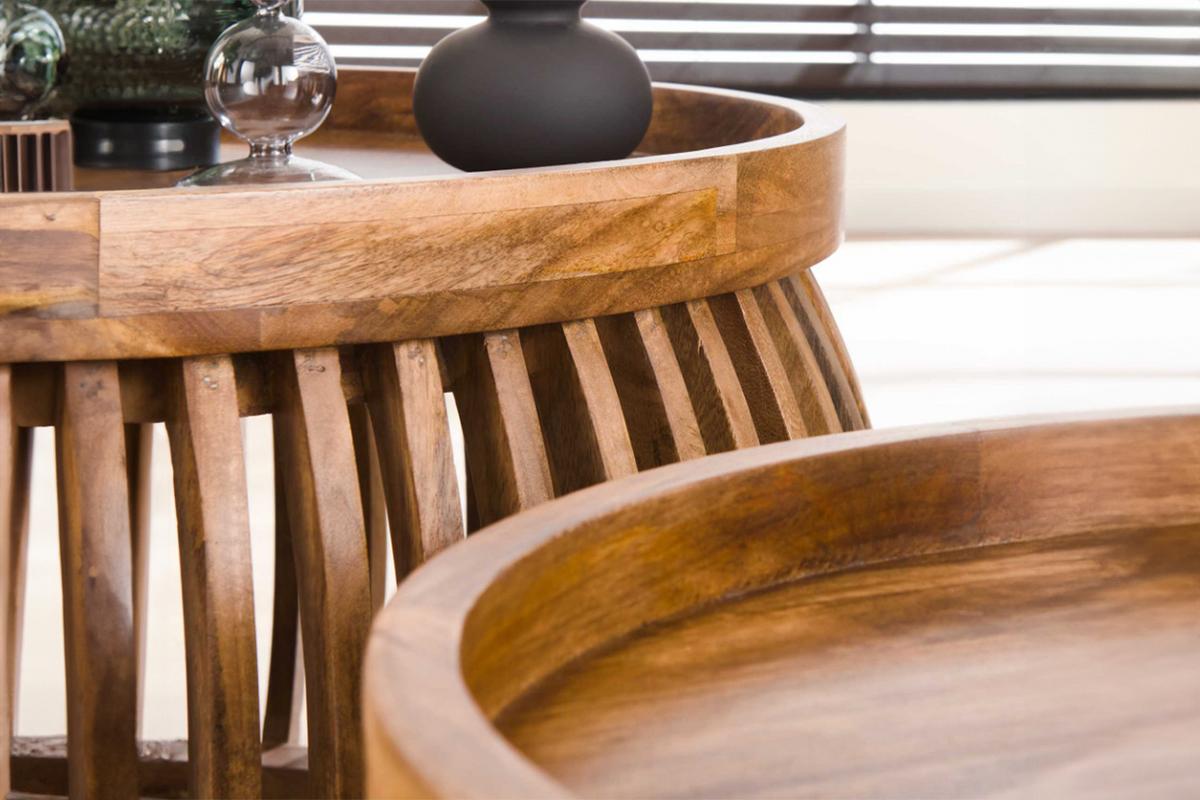 COUCHTISCH LANI 2ER SET Braun Mango - Braun, Mangoholz/Holz (78/78/40cm) - KAWOLA