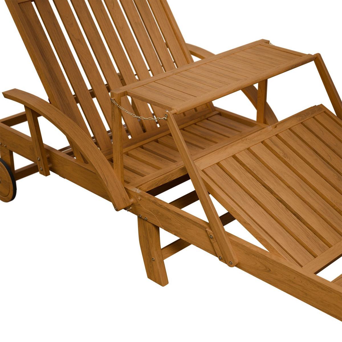 SONNENLIEGE SunScape Akazie mit Rädern & Tisch - Naturfarben, Holz (72.5/30/196cm) - Juskys