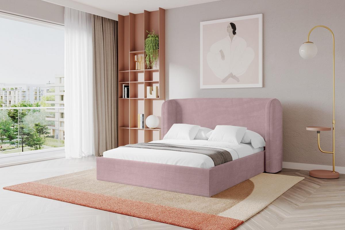 POLSTERBETT mit Bettkasten und Lattenrost, Bett mit Matratze H3/H4 - ESTI 160x200 Rosa - Rosa, Holzwerkstoff/Textil (160/200cm) - ALTDECOR