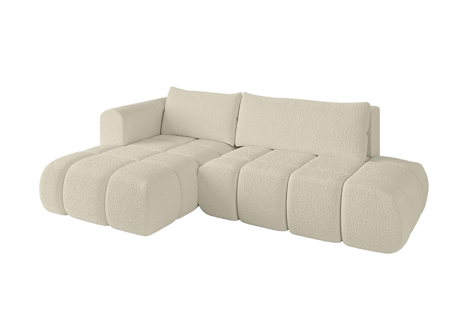 ECKSOFA Ottomane Links CLOUD-L 280x185x90 Beige Bouclé - Beige, Holzwerkstoff/Kunststoff (280/185cm) - ALTDECOR