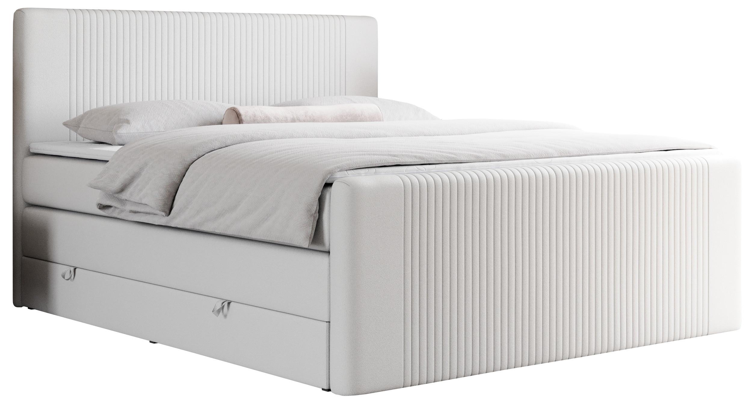 BOXSPRINGBETT KING DOREN 200/200 Weiß Kunstleder - H3 - Weiß, Holz/Textil (200/200cm) - MKS