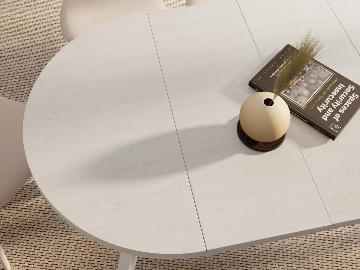 ESSTISCH Avero White runder ausziehbarer, Kiefer weiß 100-140/100/77 cm - Weiß, Holz/Holzwerkstoff (100/140/77cm) - WFL GROUP