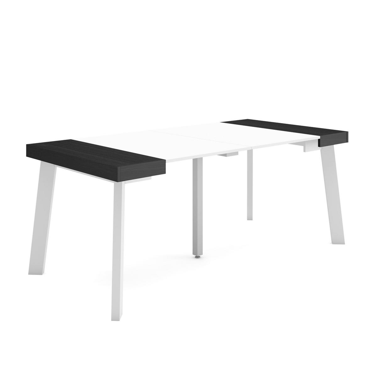 KONSOLENTISCH ausziehbar 58 bis 180cm, für 8 Gäste, weiß schwarz, 90/58/73cm - Schwarz/Weiß, Holzwerkstoff (90/180/73cm) - Skraut Home